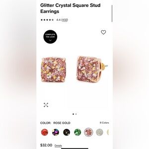 KATE SPADE| NEW: Glitter Crystal Square Stud Earrings